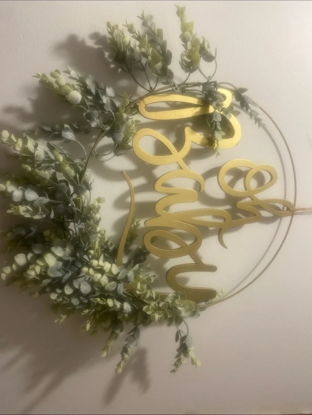 Oh Baby Gold Script Wreath Sign - Home Holiday Decor